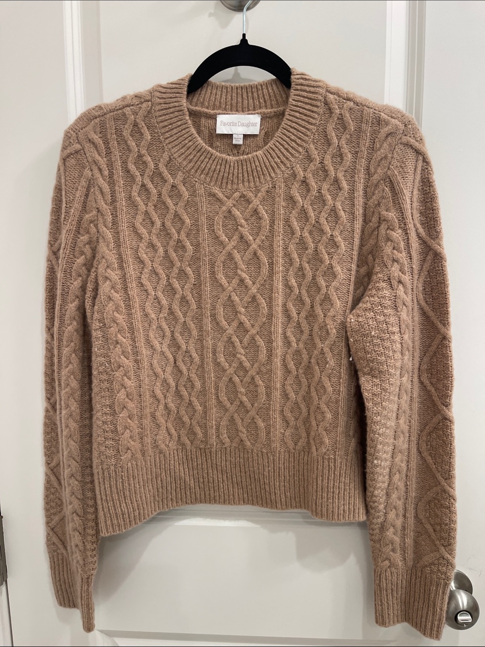 Favorite Daughter Cable Knit Crewneck Sweater - Camel